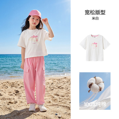 森马儿童短袖T恤2025夏季新款舒适宽松印花女童装设计感上衣小众 — 3