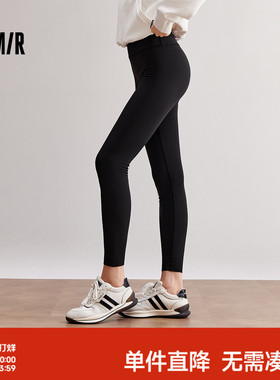 森马休闲裤女裤子冬打底裤2025秋季健美鲨鱼裤瑜伽裤紧身裤黑色