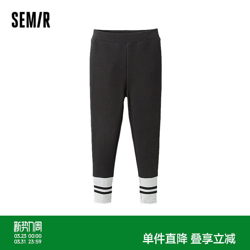 森马儿童打底裤2024年新款加绒弹力修身长裤灯芯绒裤子冬季女童装