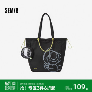商场同款 校园通勤手提包 森马罗小黑单肩包男情侣托特包2026新款