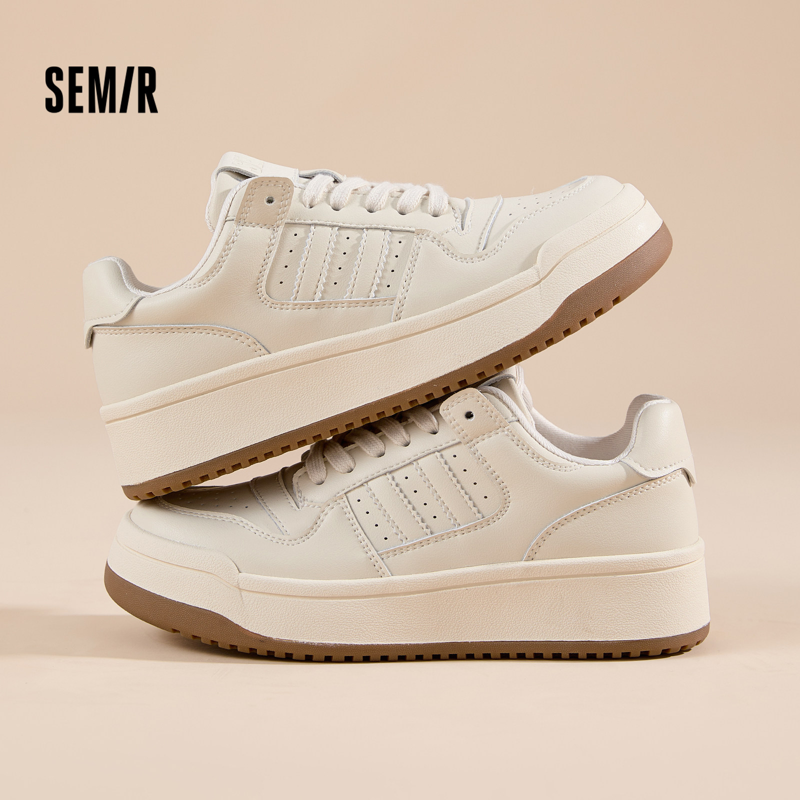 Semir女鞋厚底小白鞋女2026春季新款鞋子女百搭运动休闲板鞋女款