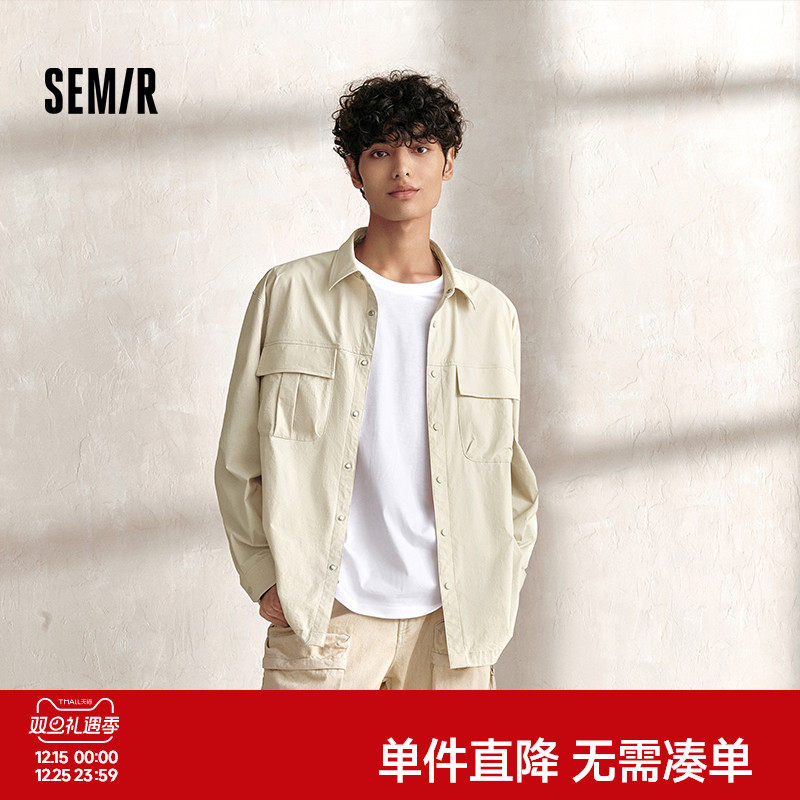 森马山系工装外套宽松长袖衬衫男