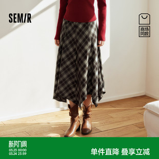 复古风格 商场同款 显瘦时尚 不规则2026新款 子裙 森马半身裙女春季