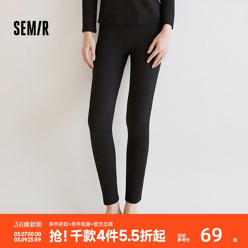 森马内衣女春季纯色磨毛打底裤时尚百搭弹力裤腰柔软细腻内搭下装