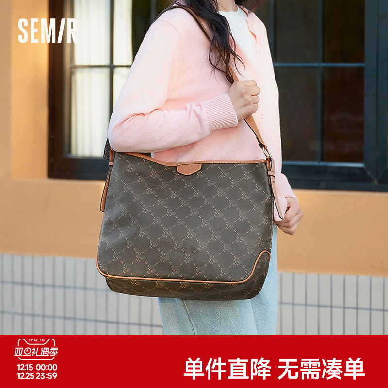 森马包包托特包女2025新款复古老花斜挎包流行单肩包大容量购物袋