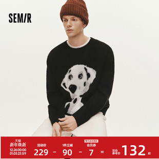 男冬季 复古情侣装 仿貂毛小狗提花针织衫 慵懒美式 2025新款 森马毛衫