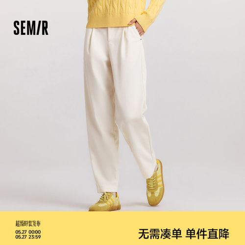森马肌理抓绒宽松锥形休闲裤女