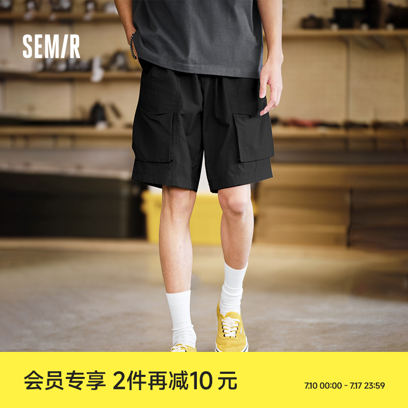 森馬寬松直筒工裝風五分休閑褲男