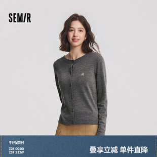 显瘦气质 森马针织开衫 女休闲圆领上衣刺绣2024新款 冬季 正肩羊毛衫