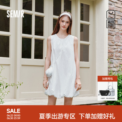 森马斜挎包肌理花苞背心连衣裙女