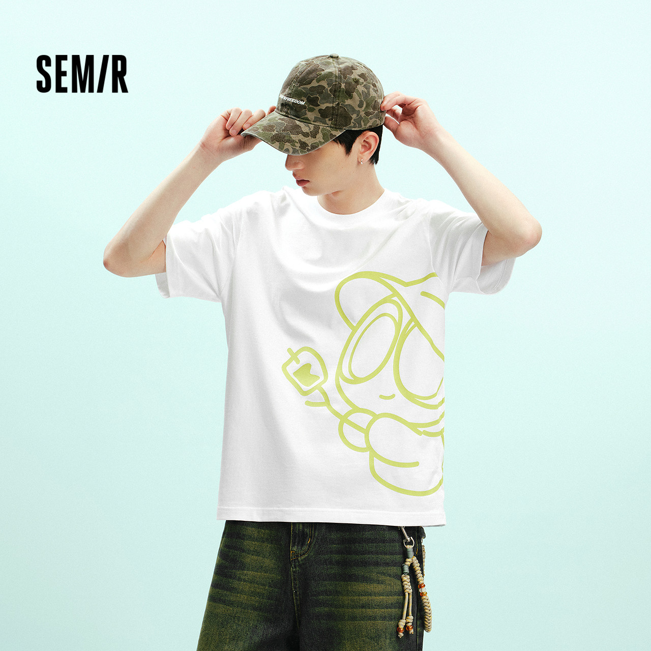 森马罗小黑联名T恤2026夏新款速干透气上衣无性别潮流印花短袖t