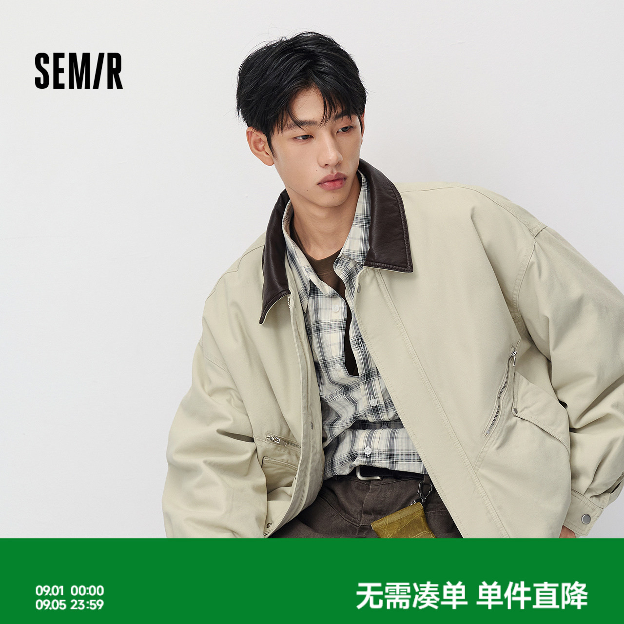 森马时尚硬朗巴恩风翻领棉服男