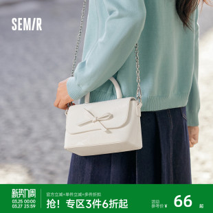 森马包包女小方包蝴蝶结手提包2025新款 盒子包百搭通勤斜挎包学生