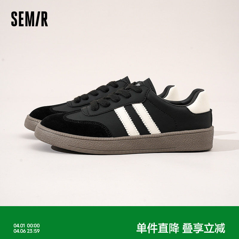 Semir女鞋德训鞋女2026春季新款潮鞋厚底黑色百搭休闲板鞋子女款