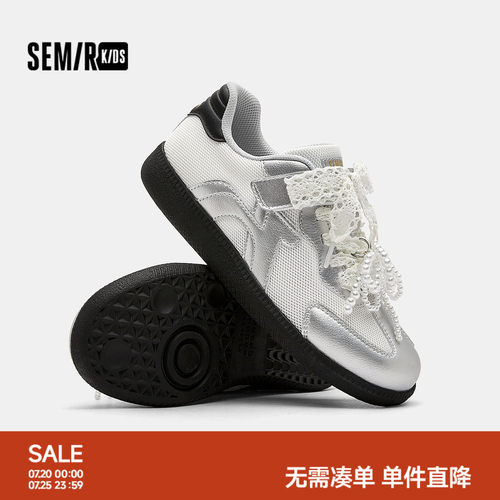 时尚撞色板鞋，珍珠蕾丝蝴蝶结