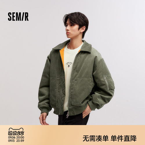 森马灯芯绒外套飞行员夹克棉服男