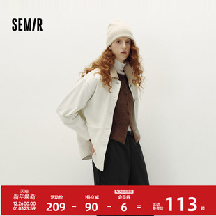 落肩宽松上衣时尚 灯芯绒翻领秋季 森马牛仔外套女中长款 森柔牛仔