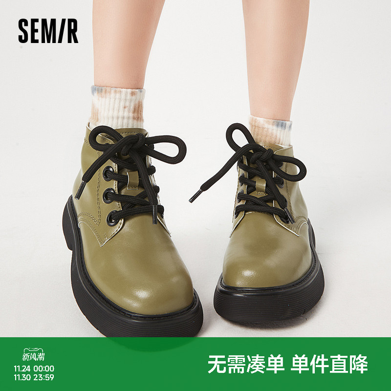 春秋低帮英伦风百搭绿色马丁靴子