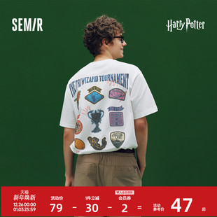 夏装 森马哈利波特联名短袖 2025新款 印花情侣装 纯棉潮流 T恤男美式