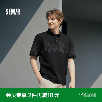 森马国风t恤新中式刺绣POLO衫男