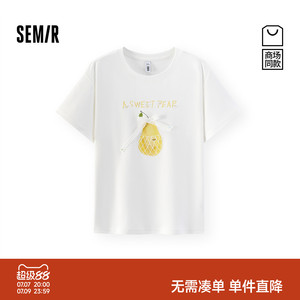 森马水果蝴蝶结正肩短袖T恤女