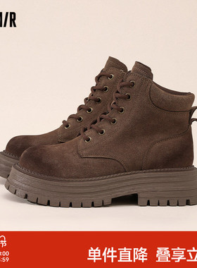 Semir女鞋马丁靴2025秋冬季新款爆款复古增高英伦风大黄靴短靴女