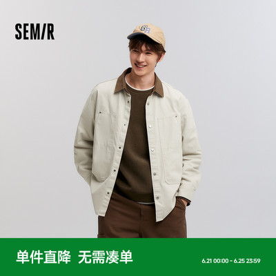 森马复古工装外套纯棉长袖衬衫男