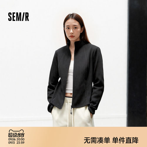 森马修身分割立领正肩加绒外套女