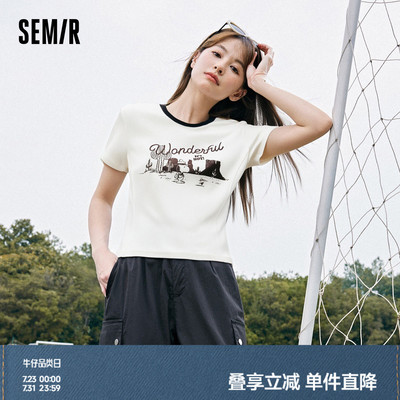 森马史努比系列短款短袖T恤女