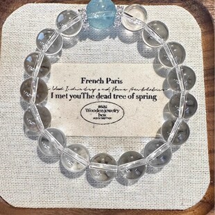 新款 仿白水晶手链女生轻奢小众精致海蓝色手串闺蜜手饰夏情侣饰品