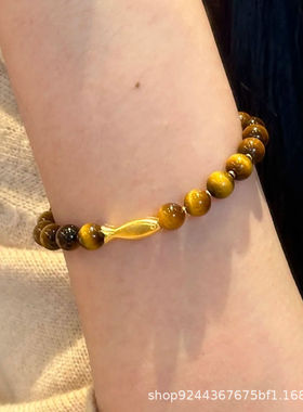 新款银子虎眼石手串秋冬情侣高级复古手饰串珠学生手链中式天然