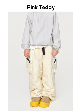 PinkTeddy童装口袋工装羽绒裤冬季新款儿童女童黄色保暖长裤子