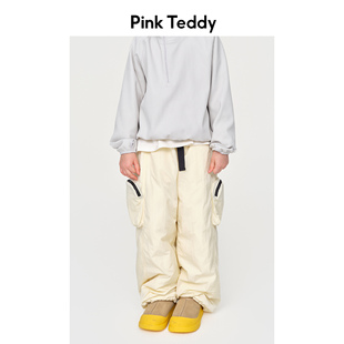 PinkTeddy童装口袋工装羽绒裤冬季新款儿童女童黄色保暖长裤子