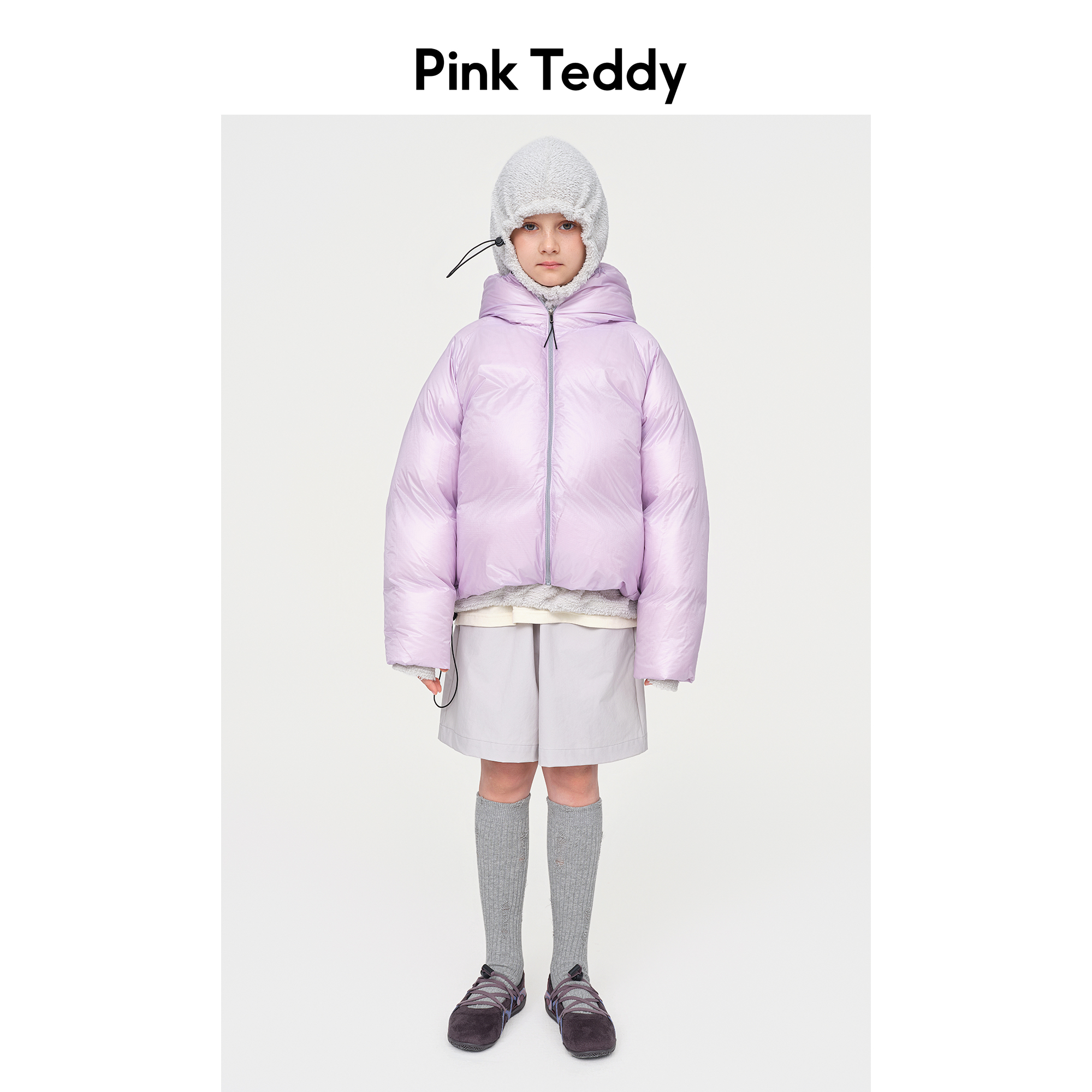 PinkTeddy童装女童轻量化羽绒服儿童冬季新款连帽面包服短款外套