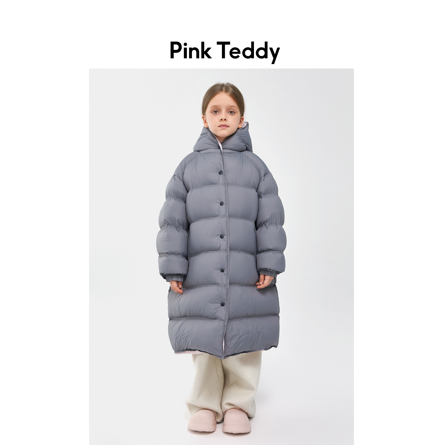 PinkTeddy童装儿童泡芙羽绒服新款冬季女童长款柔软舒适保暖外套