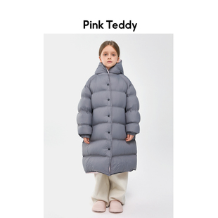 PinkTeddy童装儿童泡芙羽绒服新款冬季女童长款柔软舒适保暖外套