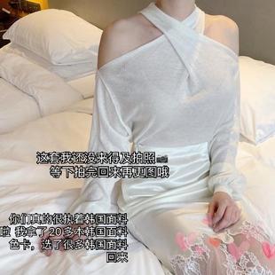 tee女装 Winema晓雪 交叉上衣纯欲微透长袖 韩国面料 软糯倘若无物