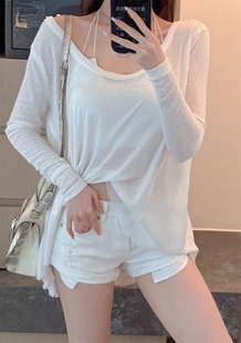 防晒衫 一件很美 圆领前短后长遮肉宽松T美背内搭 纯人棉推荐 4.26