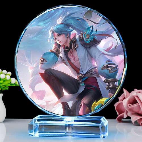 王者荣耀手办发光水晶摆件狂铁战车刘备亚连生日礼物马可波罗夜灯