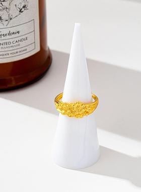 越南沙金花朵指环简约古法