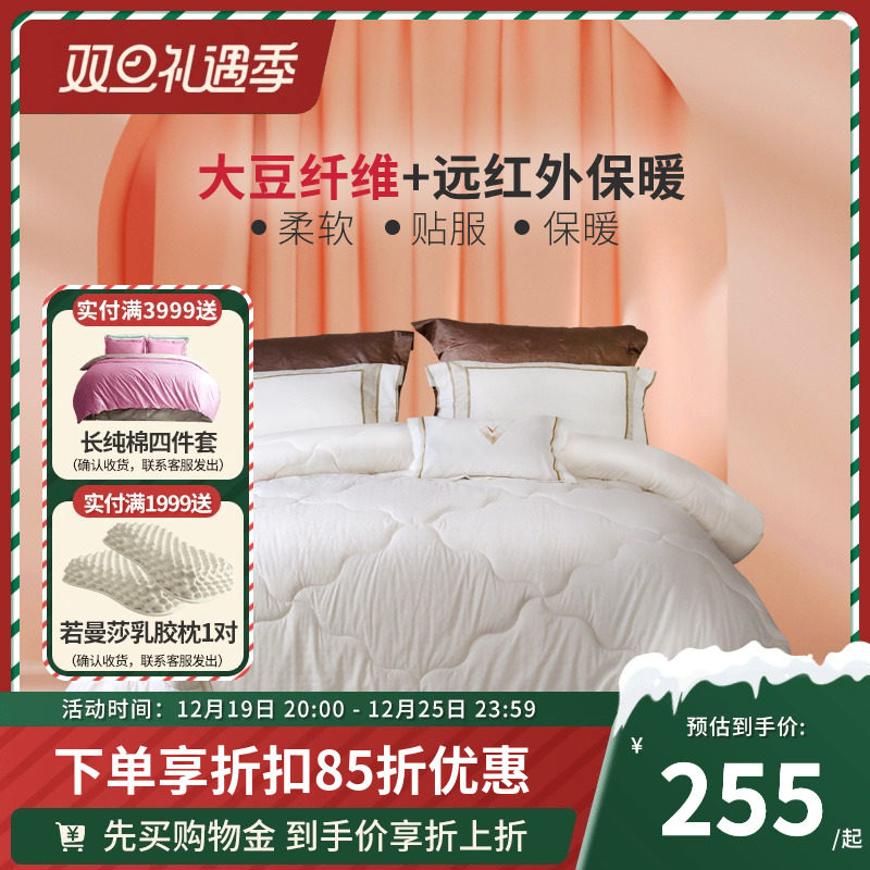黛富妮大豆纤维被子全棉面料双人被棉絮棉被芯保暖加厚纯棉春秋被