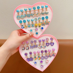 女童无耳洞防痛耳夹女孩可爱假耳环宝宝礼物公主戒指套装耳饰精致