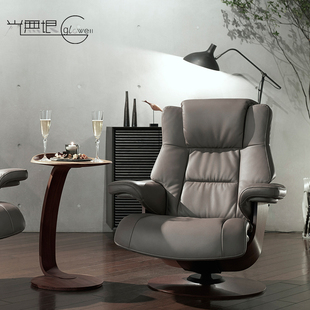 日本karimoku进口中号单人真皮沙发椅休闲躺椅可伸展RU78舒适感