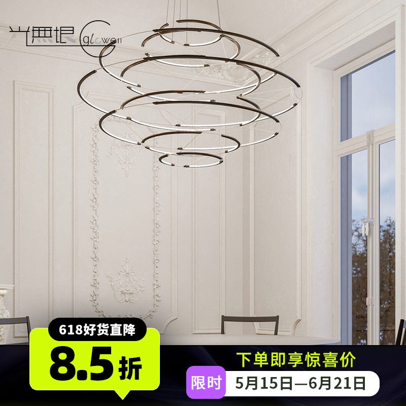 意大利NEMO挑高客厅餐厅吊灯进口现代简约大尺寸灯具多层圆形法式