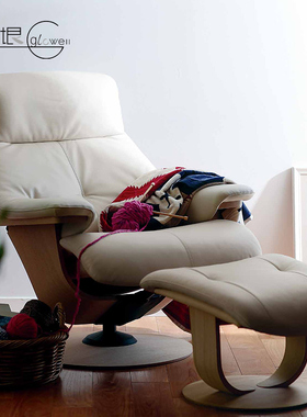 日本Karimoku进口单人沙发椅大号真皮椅书房躺椅实木款ru76新款