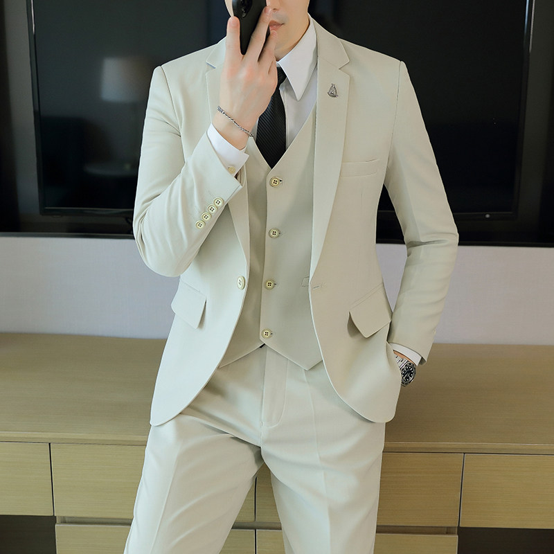 秋冬季新款男士西服套装韩版商务正装三件套休闲小西装外套1212n