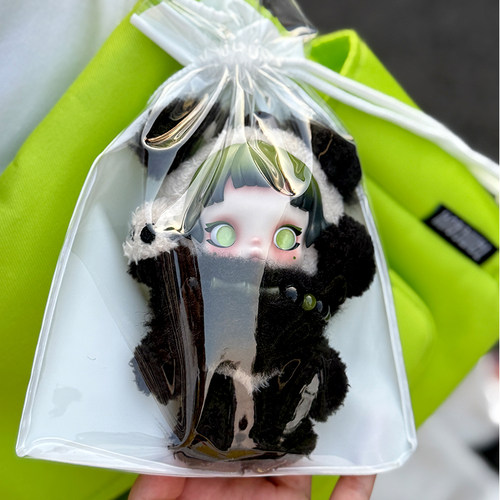 sp熊怠怠外出遛娃包毛绒公仔挂件潮流熊猫吊卡SP保护套收纳痛包