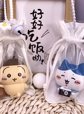Chiikawa系列快乐伙伴盲盒手办收纳包rakko高透防尘锦囊袋保护罩