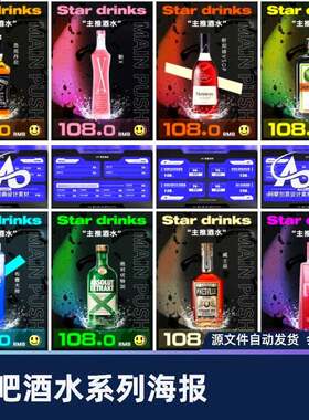 酒吧夜店KTV电脑桌面菜单灯箱酒水系列邀约海报PSD设计素材模版