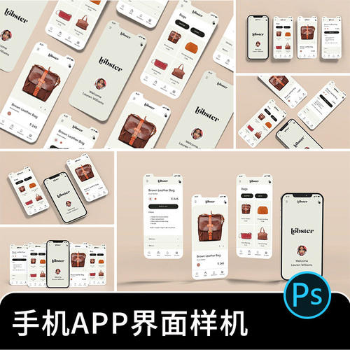 iPhoneX手机ui界面app设计包装效果图展示PSD贴图样机素材PS模板